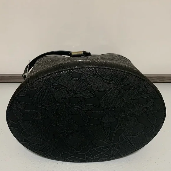 Karl Lagerfeld Paris™ Black Lace Embossed Maybelle Adele Bucket Bag-NWT
